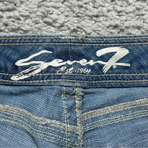 Seven7 Jeans Womens 14 Straight Crop Light Wash Stretch Embroidered Relaxed - Picture 2 of 6